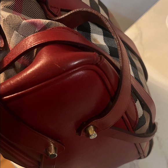 Burberry Red and Tan Plaid Women's Bag - Picture 10 of 15